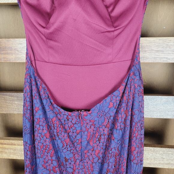 Golden Asp Prom Boutique Navy & Red Lace Prom Dress, Sz 6 - Picture 5 of 8